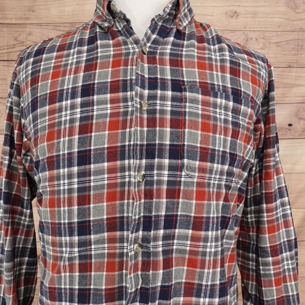 RedHead Shirt Mens L Red Navy Plaid Long Sleeve Button-Up Flannel Casual Pocket